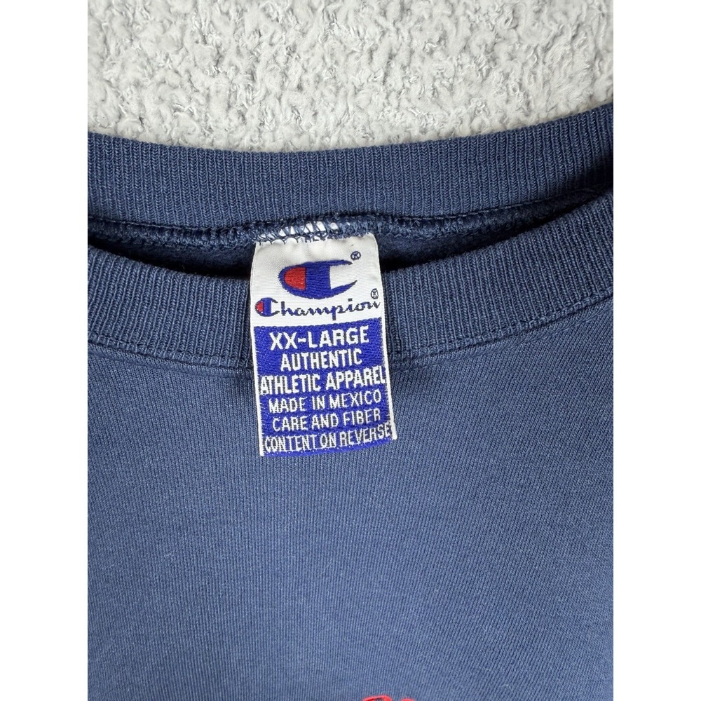 Vintage Champion Crewneck Sweatshirt Christian Brothers Spellout Blue Size 2XL - Picture 2 of 7